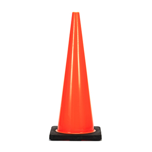 RC900C-1 CONO DE TRÁFICO DE PVC CON BASE NEGRA PARA TRABAJO PESADO - ESTÁNDAR AMERICANO